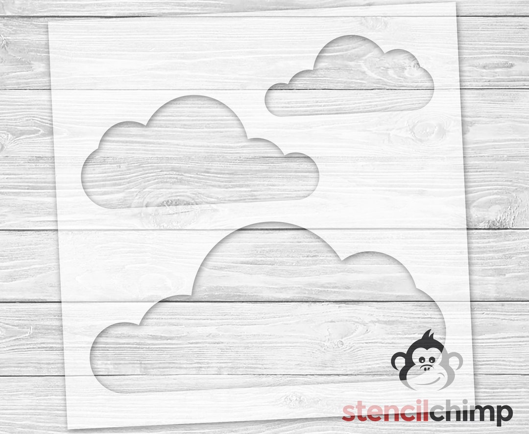 Clouds Stencil | Weather Stencil | Blue Sky Stencil | Puffy Cloud Wall ...