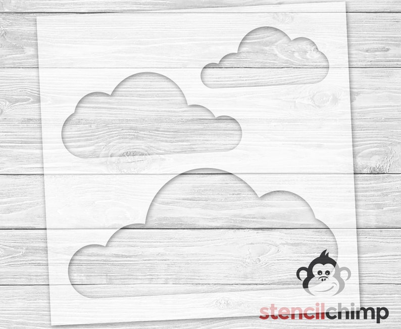 Clouds Stencil | Weather Stencil | Blue Sky Stencil | Puffy Cloud Wall ...