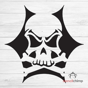 Skull and Crossbones Stencil, Pirate Flag Stencil, Angry Skull Stencil for Halloween, Pallet Art For Wood Sign, Pumpkin Stencil, Craft