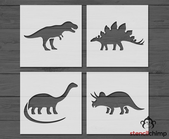 Dinosaur Stencil Bundle  T-rex Stegosaurus Triceratops