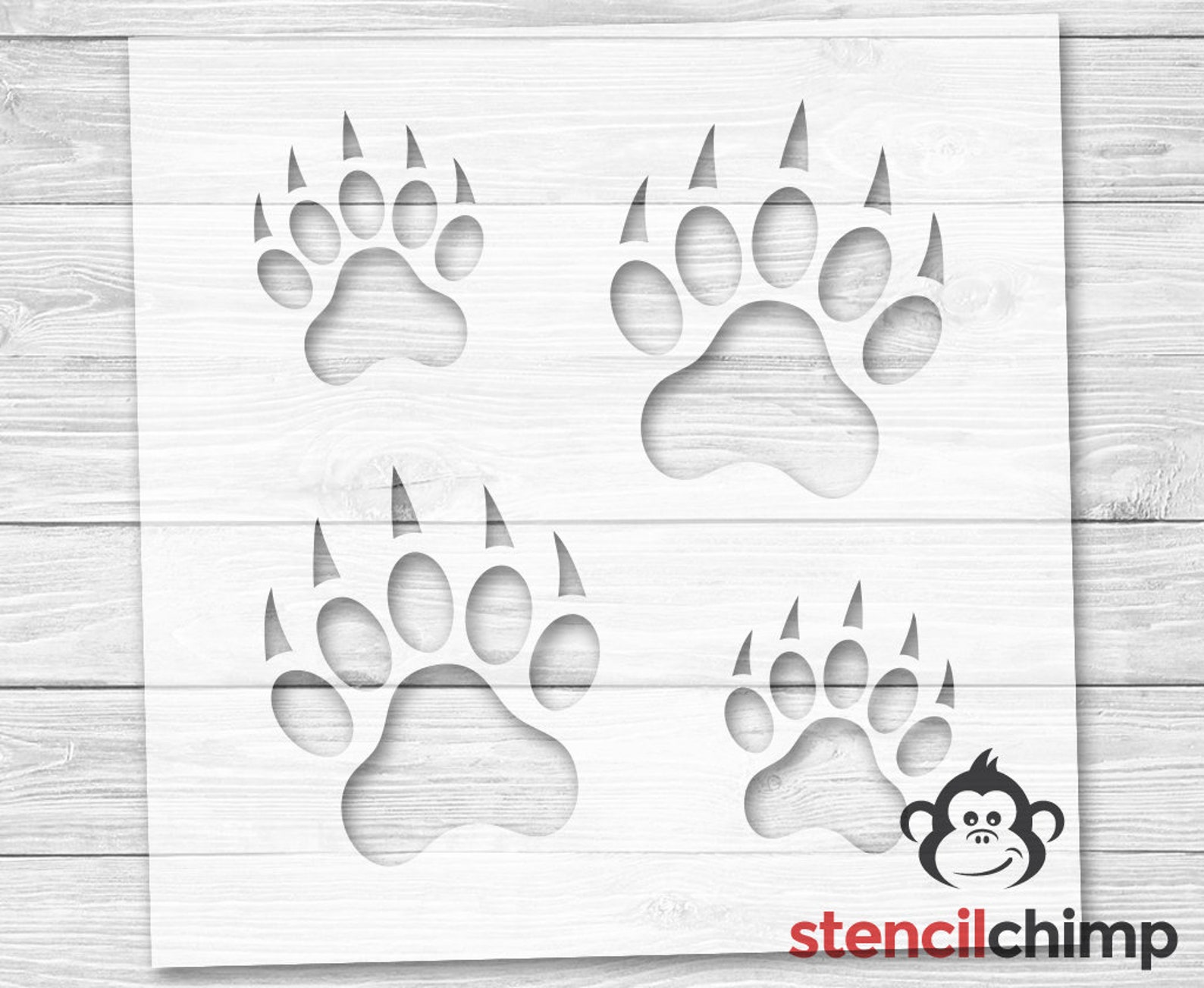 4 Tiger Paw Print Stencil Tiger Paw Paw Stencil Animal Etsy