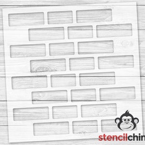 May include: A white stencil of a brick wall pattern. The stencil is made of a durable material and is reusable. The stencil is perfect for creating a brick wall effect on any surface.