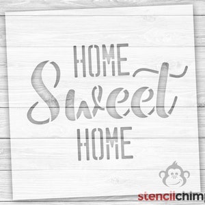 Home Sweet Home Stencil | Farmhouse stencil | Housewarming Stencil | Fireplace Sign | Stencil for Gift | DIY wood art Stencil bild 1