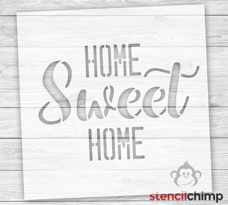 Home Sweet Home Stencil | Farmhouse stencil | Housewarming Stencil | Fireplace Sign | Stencil for Gift | DIY wood art Stencil bild 1