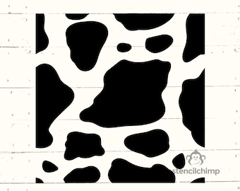 Stencil, Cow Pattern Stencil, Cow Hide Stencil, Seamless Cow Print Stencil, Farm Stencil, Animal Print DIY Craft Stencil for Wood Art