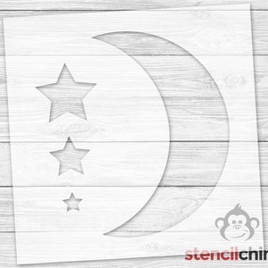 Stars And Moon Stencil | 1 moon & 3 stars in various sizes | Twinkle Star Stencil | Night Stencil | Dance Stencil | Decor