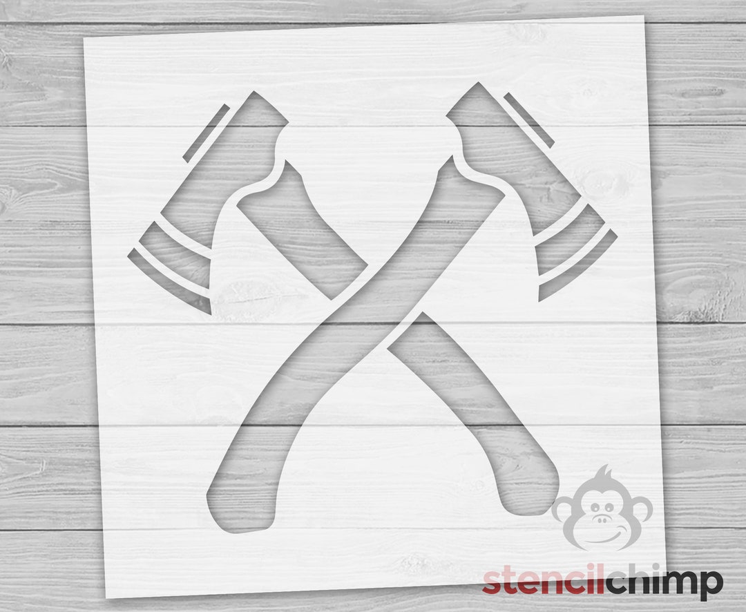 Stencil, Crossed Axes Stencil, Man Cave Wall Art, Garage Stencil, Axe ...