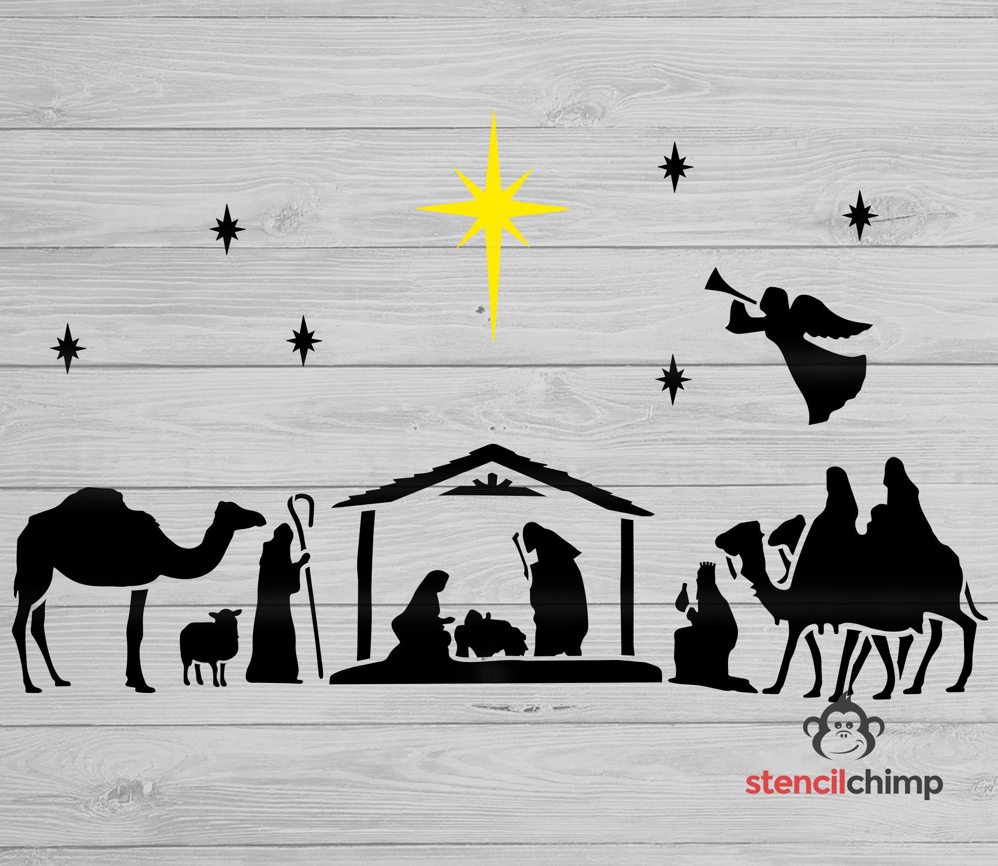 Christmas Stencil O Holy Night Wise Men Seek Him Jesus Bethlehem Star DIY  Signs