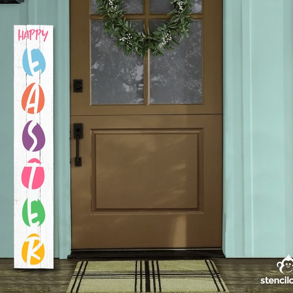 Happy Easter Porch Stencil, Vertical Sign Stencil,  Easter Egg Stencil, Easter Holiday Stencil, Porch Decor, Spring Porch Leaner Stencil