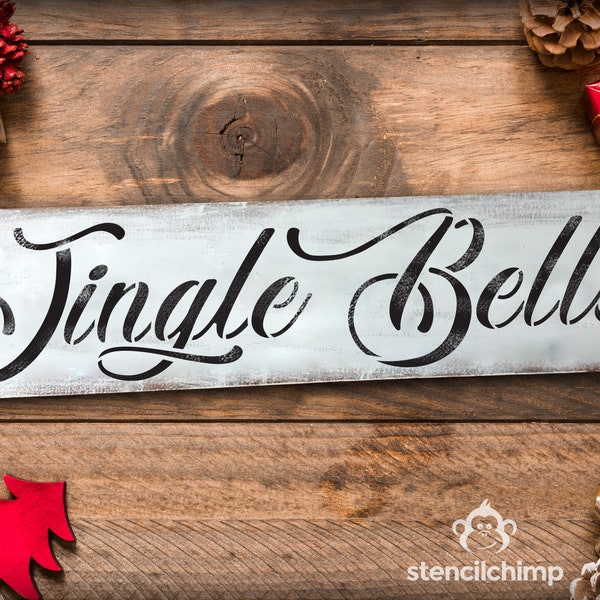 Jingle Bells Stencil | Christmas Stencil | Xmas Farmhouse Stencil | Holiday Stencil | DIY Christmas Craft Stencil for Mantel Decor