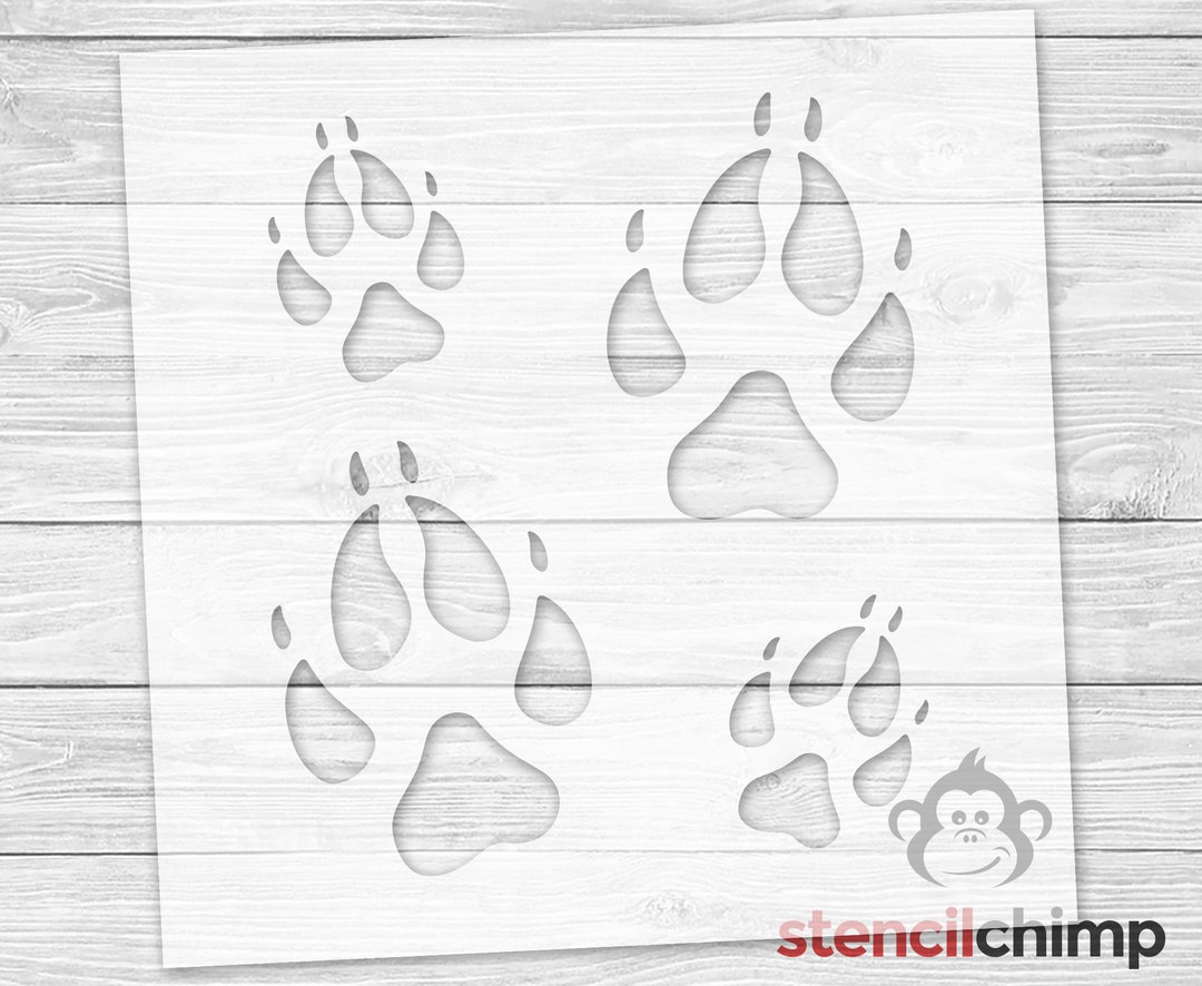 4 Fox Paw Print Stencil  4 Fox Foot Prints in 2 Sizes  DIY