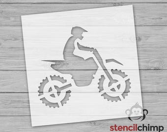 Dirt Bike Rider Motocross Wall Stencil | DIY Reusable Craft Stencil for Signs, Kids Room Painting