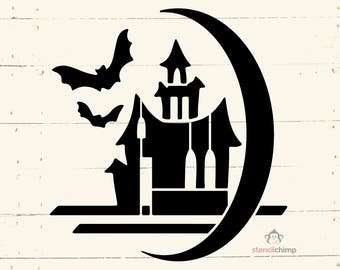 Haunted House Stencil | Halloween Stencil | October Stencil | Trick or Treat | Fall Stencil | DIY Art Stencil