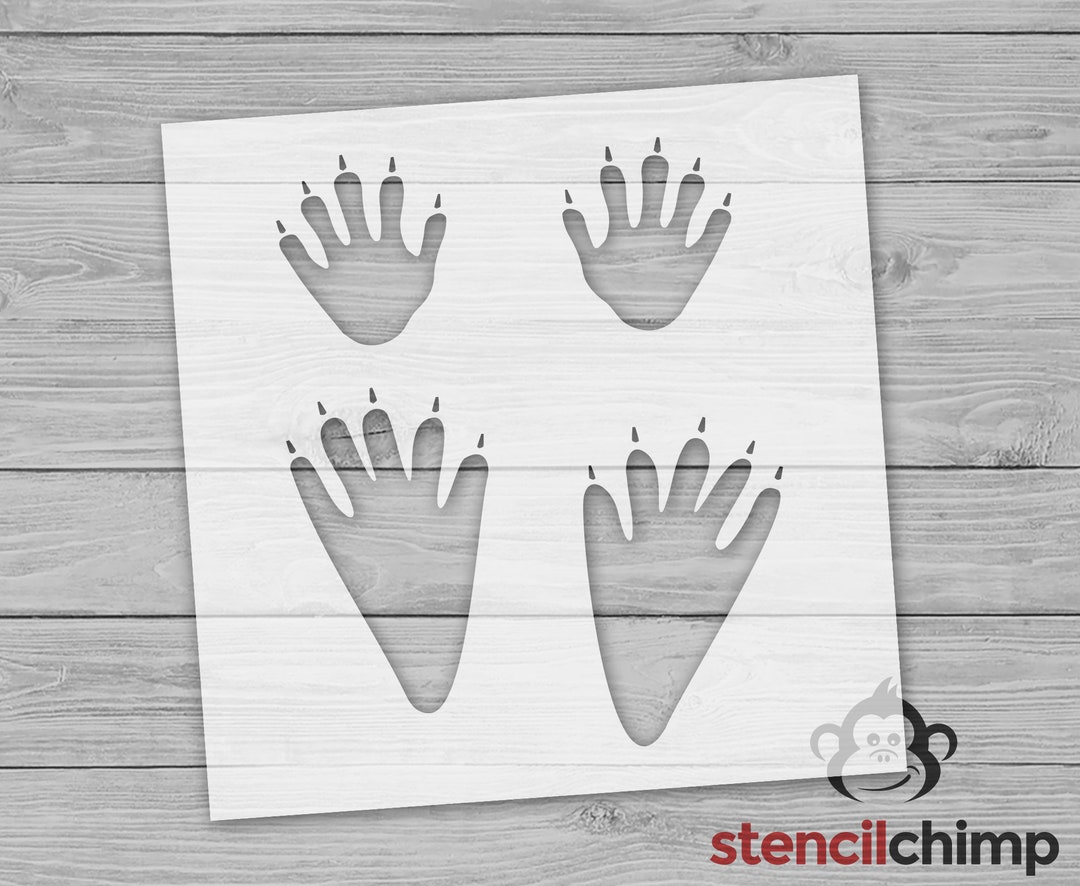 4 Raccoon Paw Print Stencil, Animal Stencils, Survival Woodland Stencil