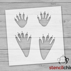 4 Raccoon Paw Print Stencil, Animal Stencils, Survival Woodland Stencil, Scout Patch  Stencil, Kid Craft