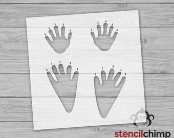 4 Raccoon Paw Print Stencil, Animal Stencils, Survival Woodland Stencil, Scout Patch  Stencil, Kid Craft