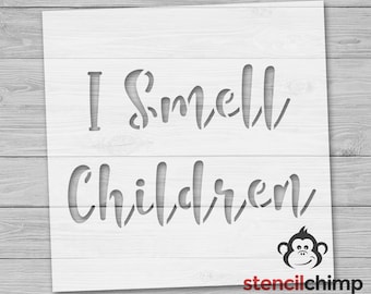 Stencil, I Smell Children Stencil,  Cute Halloween Stencil, Trick or Treat Stencil, Fall Stencil, Wicked Witch Stencil, Reusable Stencil