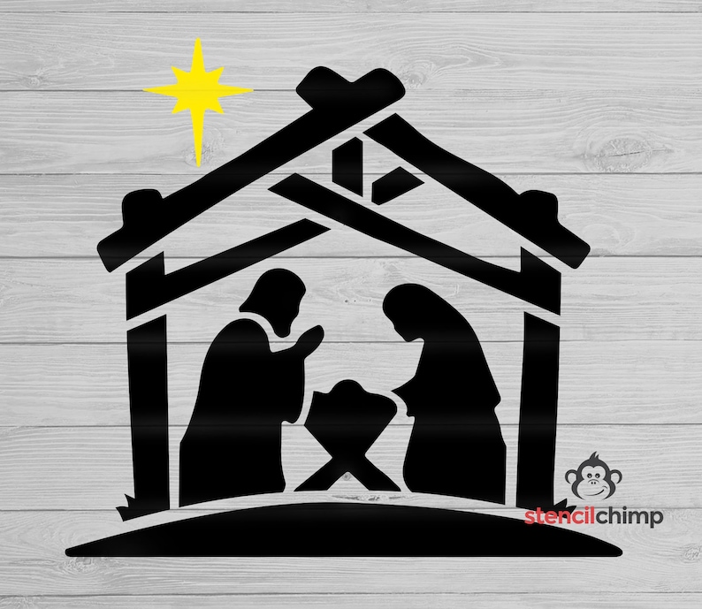 Nativity Stencil Christmas Stencil Christian Stencil Etsy