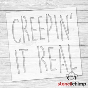 Stencil | Funny Halloween Stencil | Creepin&#39; It Real Stencil  for Trick or Treat Porch Sign