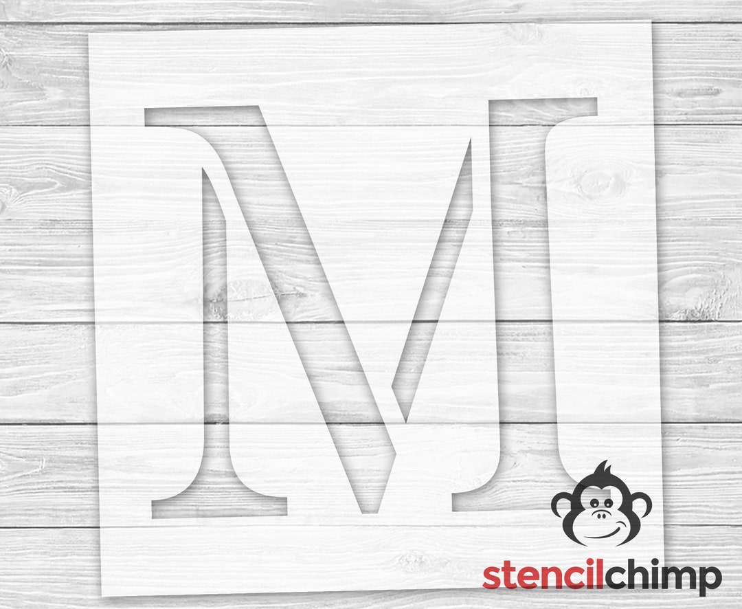 Letter M Stencil for Sign, Serif Letter Stencil, Monogram Letter ...