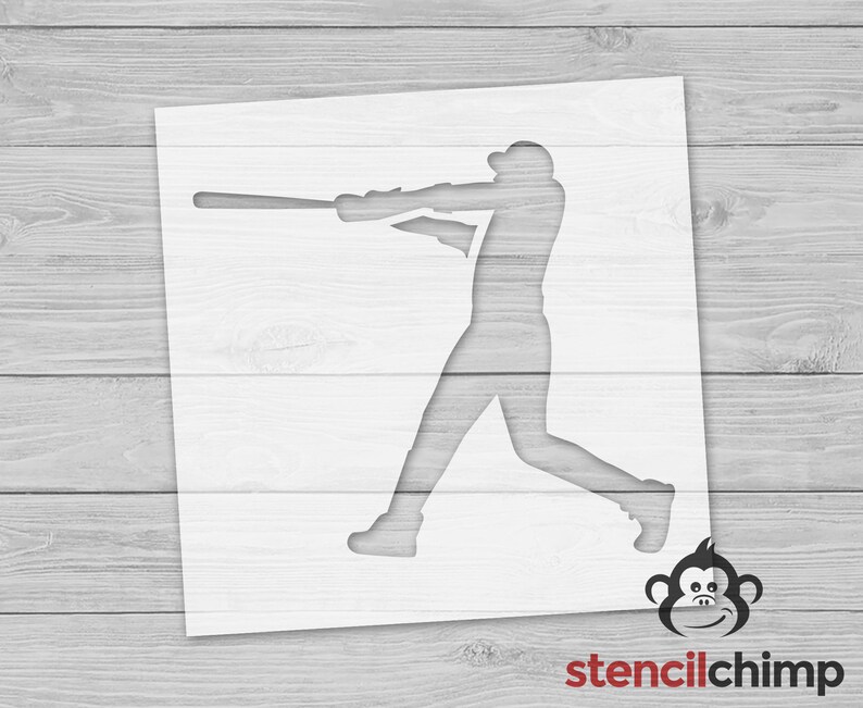 Baseball Player Stencil for Kids Room, Sports Stencil, Batter Swinging ...
