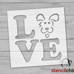 Vintage Dog Love Stencil for Pet Lovers Decor, DIY Dog Stencil for Painting Wood Sign, Animal Lover Craft, Vet Stencil