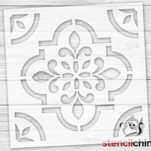 Plantilla reutilizable para azulejos/Plantilla decorativa para azulejos de estilo rústico para pintar/Plantilla con patrón repetido para papel tapiz