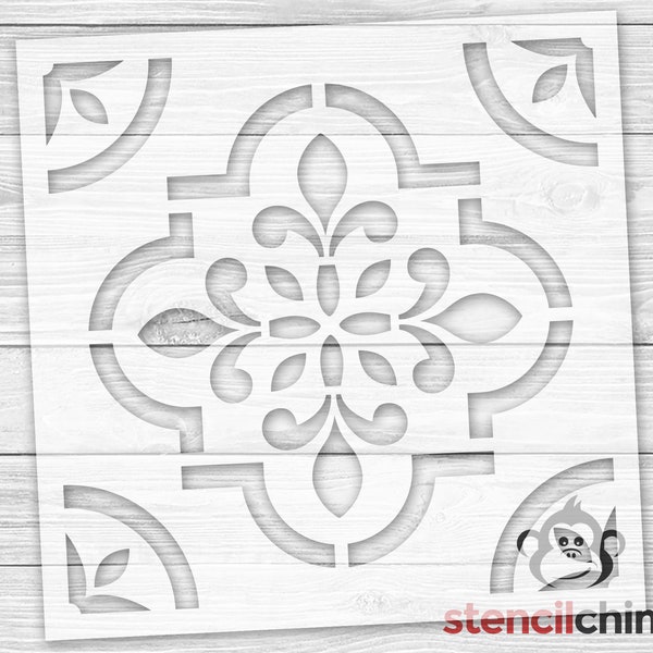 Reusable Tile Stencil | Decorative Farmhouse Tile Stencil for Paint | Repeating Pattern Stencil for Wall Paper