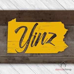 Yins Stencil | PA Wall Art Stencil | Pittsburgh Pride | Corn Hole Stencil | Pennsylvania State Shape | ONE TIME use Stencil | Man Cave Decor
