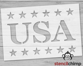 USA Stencil, Patriotic Stencil with Stars in row Stencil, 4th of July Decor, Independence Day Stencil, Freedom USA Stencil Wood Sign