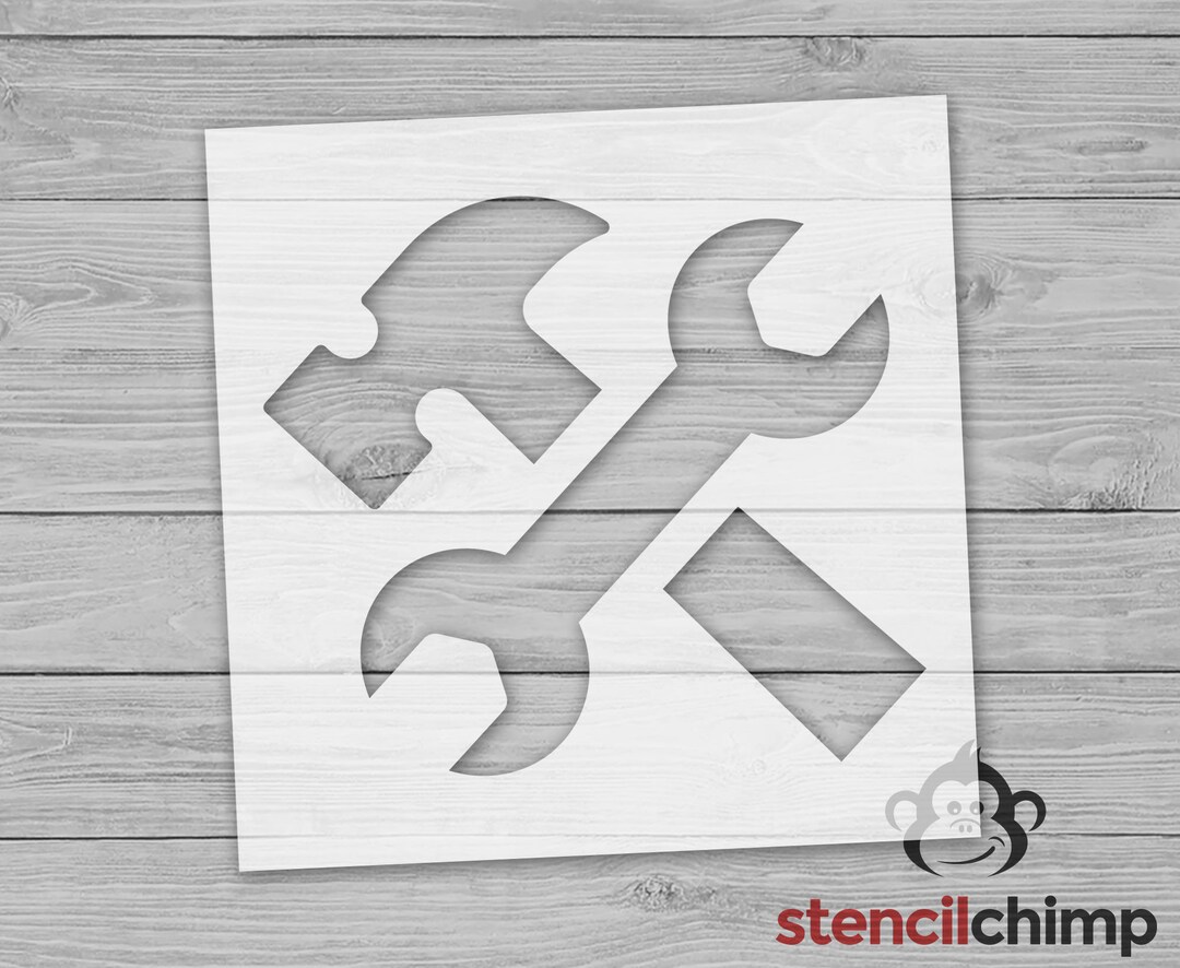 Hammer and Wrench Crossed Stencil, Tool Stencil for Man Cave Wall Art, Garage Stencil for Father