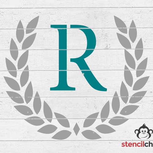 Pochoir monogramme couronne de laurier | Pochoir initial | Cadeau | Décoration d'intérieur | Réchauffement de maison | Anniversaire | Mariage | Personnalisé | Pochoir artistique DIY PYO