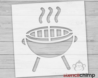 Grill Stencil, Summer Time Stencil for DIY Signage, Backyard Grill Stencil For Wood Sign, BBQ Stencil, Food Craft Stencil
