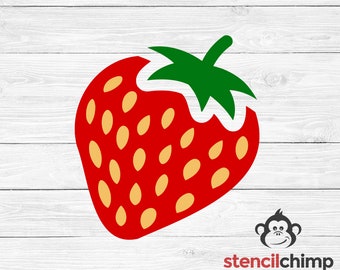 Strawberry Stencil for Garden Sign, Fruit Stencil for Painting, Strawberry with Seeds Summer Festival Sign, Kid Craft, Two Part Stencil