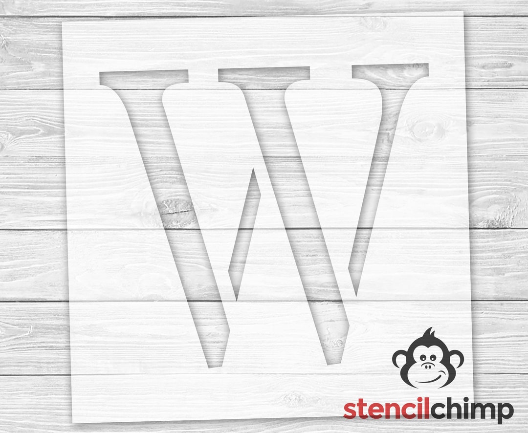 Letter W Stencil for Sign, Serif Letter Stencil, Monogram Letter
