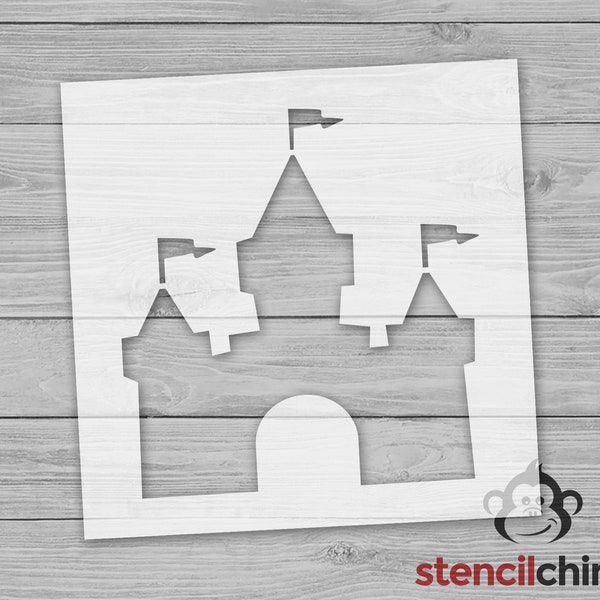 King's Castle Stencil for Birthday Party, Princess Castle Stencil for Baby Shower, Sand Castle with Flag Stencil, DIY Art Stencil, Kid Craft