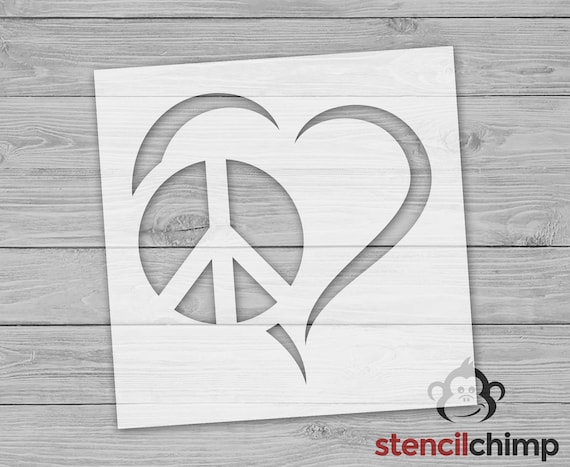 Hand Painted Heart With Peace Sign for Wood Sign, Flowing Heart