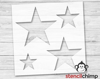 Star Stencil | Stars | Patriotic Stencil | Multiple Sizes | 4 in 1 Stencil | Star bundle | Wall Art | USA Stencil | DIY Art Stencil