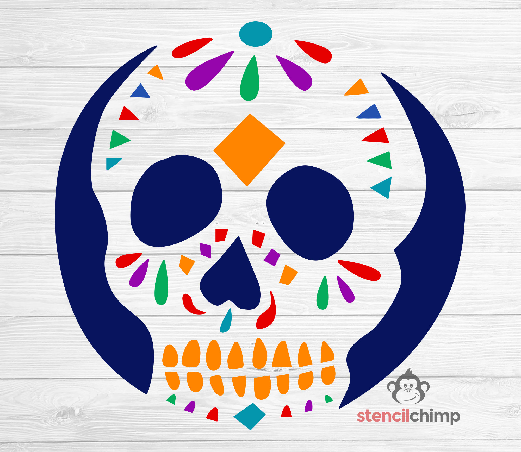 Plantilla de calavera de azúcar, plantilla del Día de los Muertos,  plantilla de calavera mexicana para decoración del Día de Muertos,  decoración de Halloween, plantilla de calabaza - Etsy México, image size:2000x1736