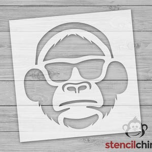 Monkey with Sunglasses and Headphones Stencil, Chimp Stencil, Kids DIY Art Stencil, Music Stencil