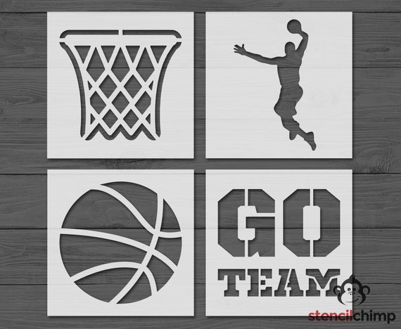 Stencil1 Basketball 4-Pack Stencil Set Art Craft - 8.5\" X 11