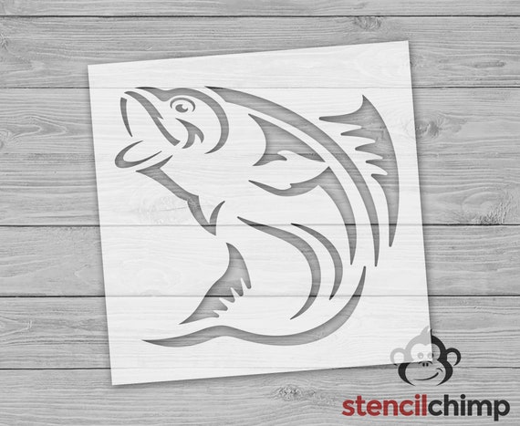Fish Jumping Stencil for Fisherman, Bass Stencil, Ocean Stencil