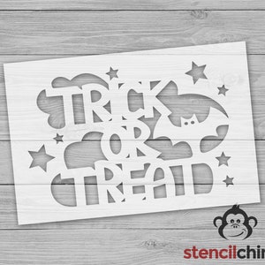 Trick or Treat Halloween Stencil, October Craft Stencil, Bat Stencil, Halloween Decor Stencil, Party Stencil, DIY Art STENCIL