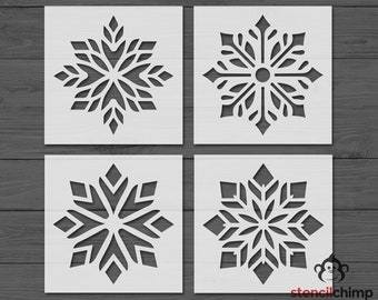 Snowflake Stencil Bundle - 4-in-1 Holiday Stencil Christmas Craft Kit for DIY Wall Art and Painting, Simple Stencil for Winter, Kid Craft