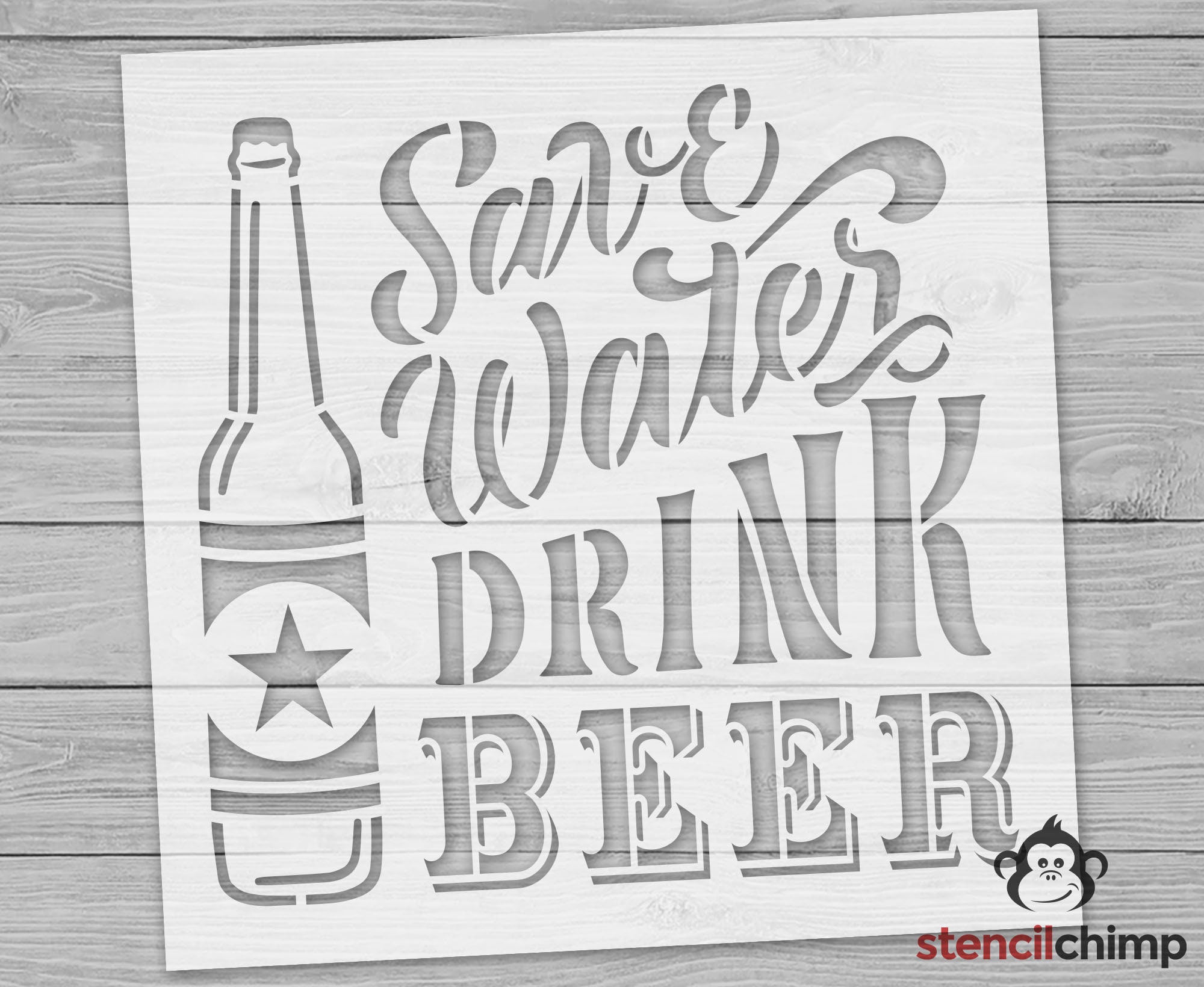 Save Water Drink Beer Stencil | Pub Stencil | Stencil for Man Cave ...