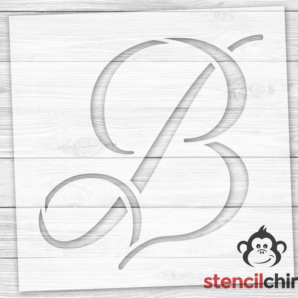 Letter B Stencil for Sign, Script Letter Stencil, Monogram Letter Stencil, Vinyl, Reusable Plastic, Name Stencil, Wedding Gift, Home Decor