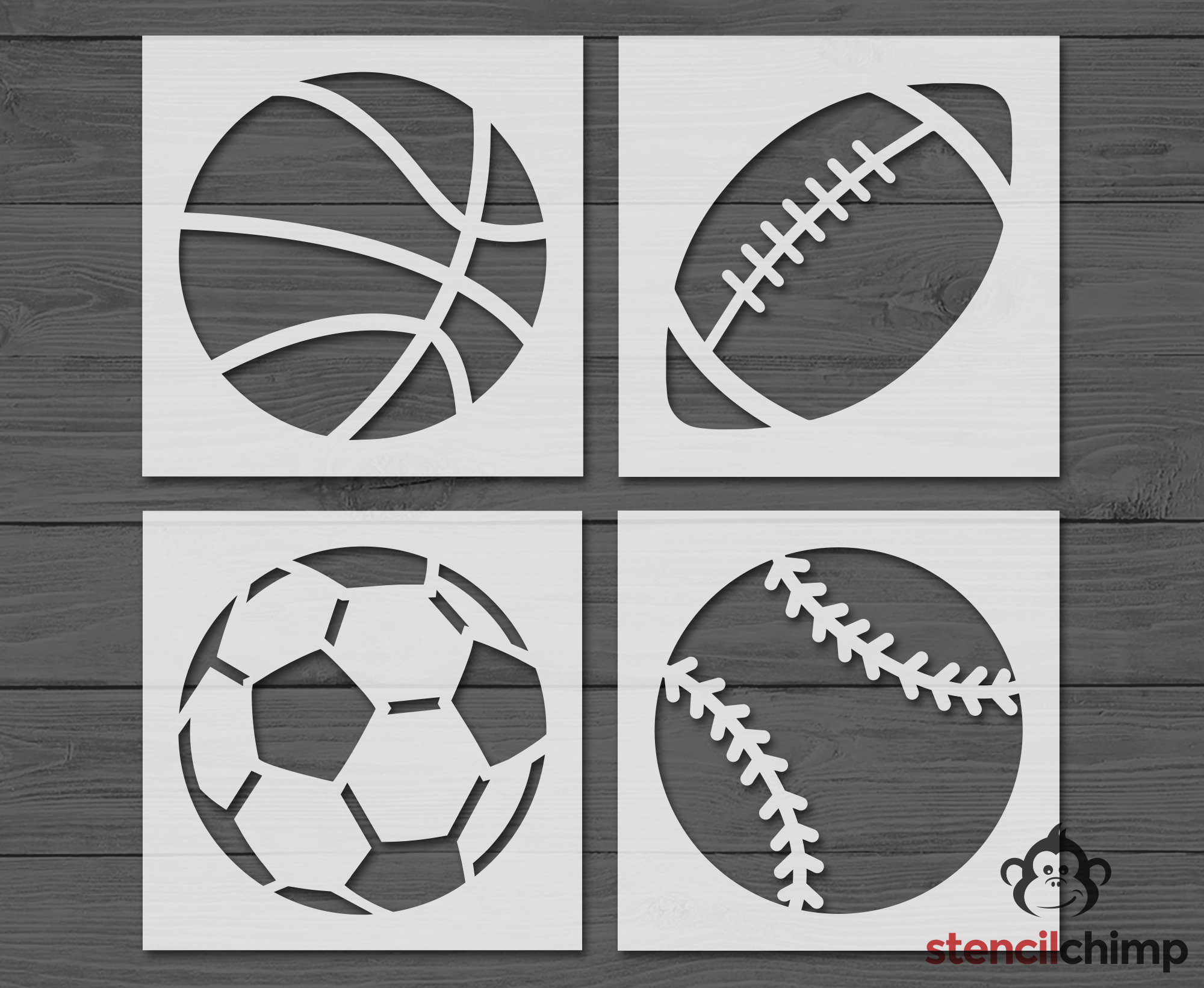 Sports Stencil Bundle, Baseball, Football, Basketball, Soccer Ball, Reusable or Vinyl Stencils, 4 in One, Kid Craft Kit, Room Decor - Etsy sports-stencil-bundle-baseball-football-basketball-soccer-ball-reusable-or-vinyl-stencils-4-in-one-kid-craft-kit-room-decor-etsy
