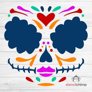 Sugar Skull Stencil, Dia de los Muertos Stencil, Mexican Calavera Skull Stencil for Day of the Dead Decor, Halloween Decor, Pumpkin Stencil