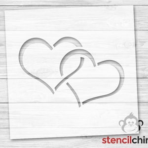 Heart Stencil | 2 Hearts Joined | Valentine&#39;s Day | Wedding Decoration | Anniversary Stencil | Wood Sign Stencil
