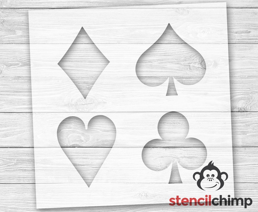 Playing Card Stencil Card Stencil 4-in-1 Diamond, Spade, Heart, Club